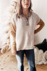 Reindeer Ride Henley Button Down Neck Oatmeal & Camel Pullover Sweater