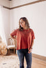 Vintage Heart Button Hooks Lace Shoulder Detail Brick Red Tee
