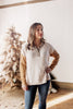 Reindeer Ride Henley Button Down Neck Oatmeal & Camel Pullover Sweater