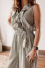 Lady Luck V-neck Sage Striped Jumpsuit