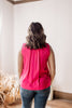 Bright Easter Morning Fuschia V-neck Button Down Tank Blouse