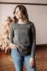 New Year Goals Top Stitch Long Sleeve Charcoal Top