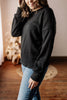 New Year Fun Cable Knit Pullover Long Sleeve Black Sweater