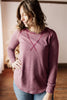 New Year Goals Top Stitch Long Sleeve Vintage Eggplant Top