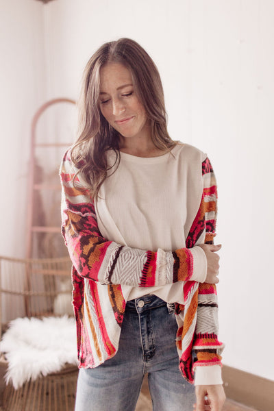 The Chief Leader Ivory Aztec Pullover Knit Sweater