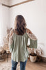 Winery Tourist Sage Crochet Lace Cold Shoulder Blouse