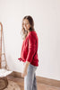 Here For Halftime Button Down Red Knit Cardigan