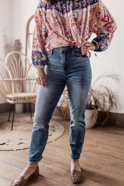 High Rise Straight Crop Medium Wash Judy Blue Denim Jeans