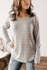 Thankful List Brushed Striped Gray & Ivory Top