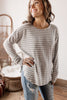 Thankful List Brushed Striped Gray & Ivory Top