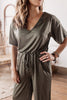 Coffee Run Olive Comfort Drawstring Solid Jumpsuit