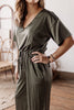 Coffee Run Olive Comfort Drawstring Solid Jumpsuit