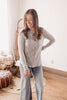 Back In The Day Brushed Long Sleeve Knit Sweater - Gray