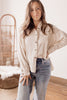 Only Just Begun Button Down Long Sleeve Cream Linen Blouse