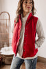 Tailgating Time Dark Red Sueded Vest with Snap Buttons