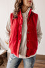Tailgating Time Dark Red Sueded Vest with Snap Buttons