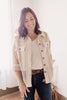 Country Roads Natural Button Down Crochet Long Sleeve Top
