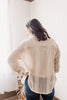 Country Roads Natural Button Down Crochet Long Sleeve Top