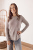 Curved Hem with Side Slit Sweater - Gray Fog