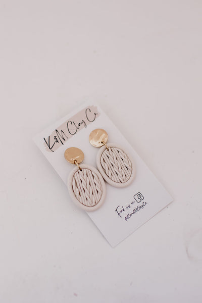 K&M Clay Cable Knit Sweater Drop Earrings