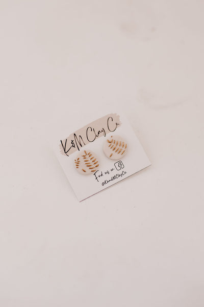 K&M Clay Ivory & Gold Leaf Stud Earrings