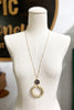 Beaded Circle Statement Necklace With Snake Skin Pendant