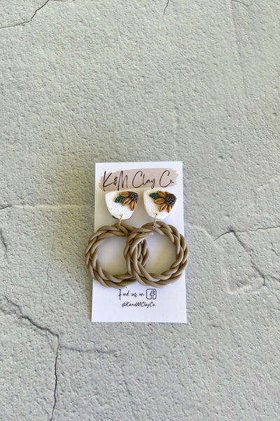 Flower Braided Hoop - K&M Clay Co. Handmade Clay Earrings