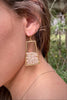 Iridescent Bead Stacked Gold Earrings