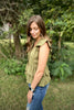 Best-Self Sleeveless Blouse With Ruffles - Olive