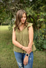 Best-Self Sleeveless Blouse With Ruffles - Olive