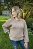 Taupe Crop Knit Sweater with Balloon Sleeves