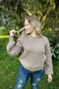 Taupe Crop Knit Sweater with Balloon Sleeves