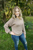 Taupe Crop Knit Sweater with Balloon Sleeves